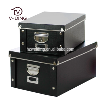 leather foldable storage box with lid